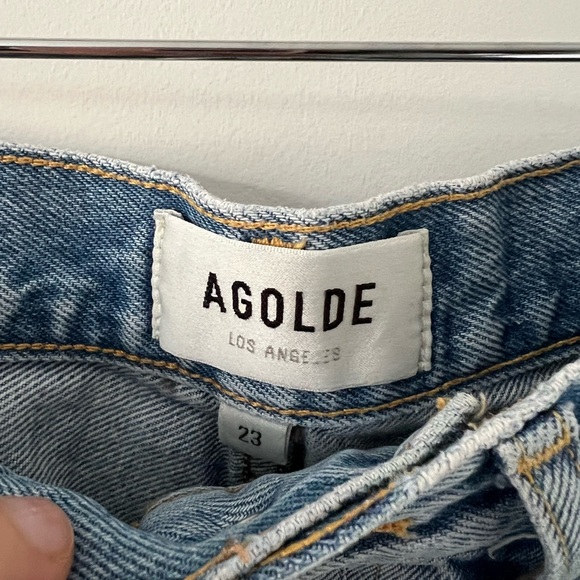 Agolde Parker Distressed Denim Cut Off Shorts | Light Wash | Size 23 - Picture 4 of 5
